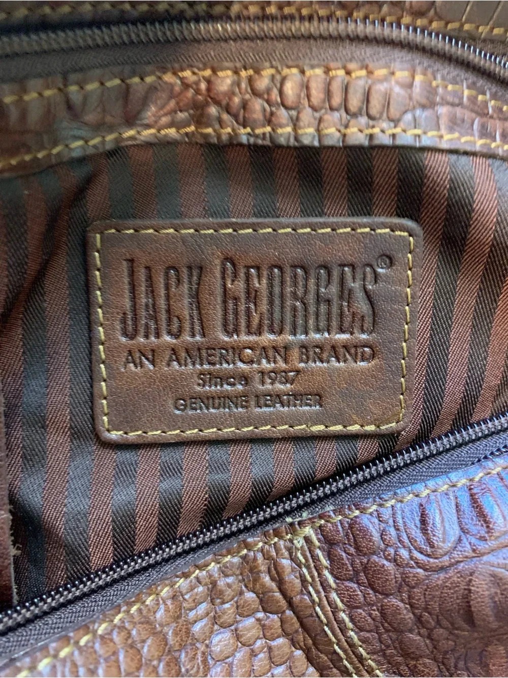 Jack George’s Hornback Croco Satchel Handbag Genuine Buffalo Leather